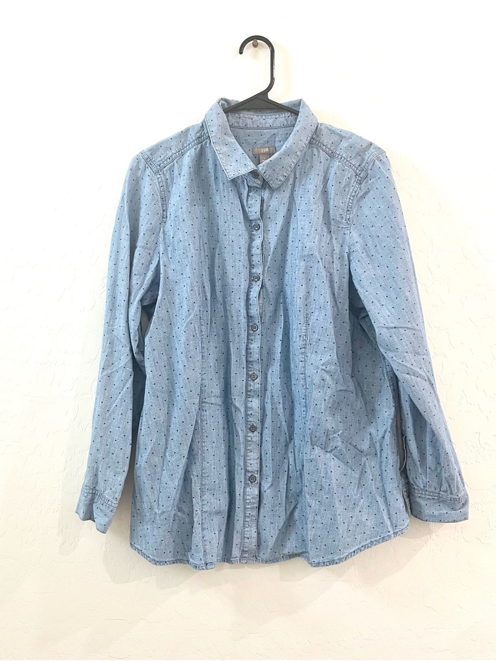 J. Jill Light Blue Button-Front Casual Shirt